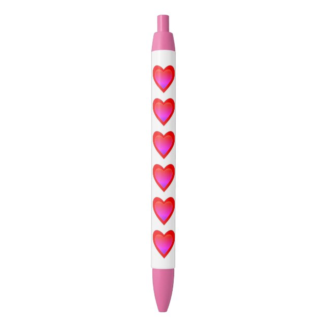 Stylo Noir Coeurs Rouge rose Valentines Jour 4Lyn (devant Vertical)