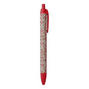 Stylo Noir Cœurs Sucrés Rouges 