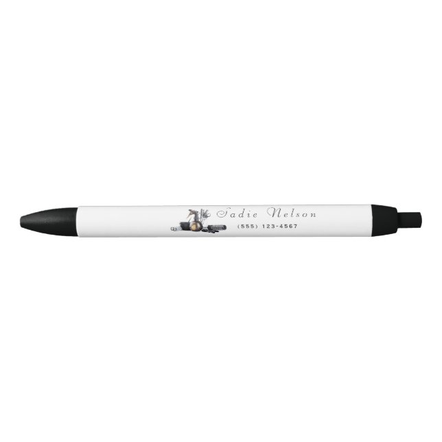 Stylo Noir Coiffeuse Salon Outils Beauté Business (Devant)