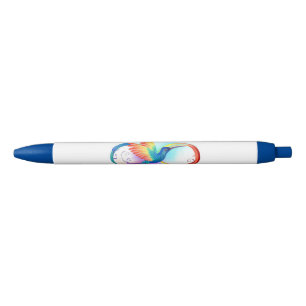 Stylo Noir Colibri arc-en-ciel avec symbole Infinity