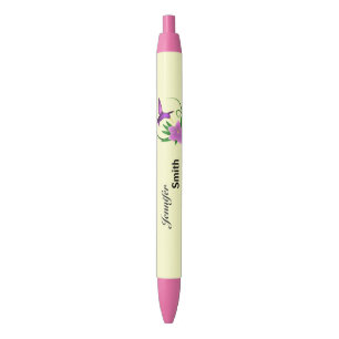 Stylo Noir Colibri avec les demoiselles de honneur roses