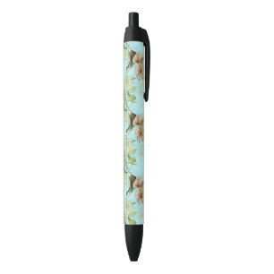 Stylo Noir Colibri Oiseau-Mouche Feuille Verte Vibrations de