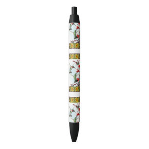 Stylo Noir Colibris et Fleurs #5