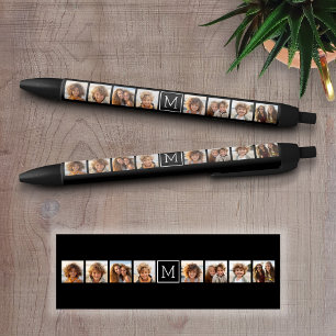 Stylo Noir Collage photo noir et blanc Monogramme personnalis