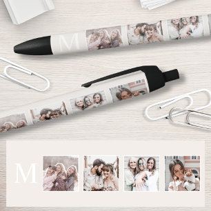 Stylo Noir Collage photo personnalisé Beige personnalisé