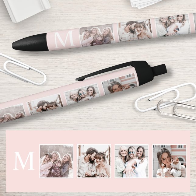 Stylo Noir Collage photo personnalisé rose vierge personnalis (Créateur téléchargé)