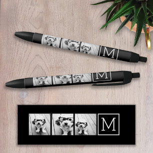 Stylo Noir Collage photo tendance noir et blanc avec Monogram