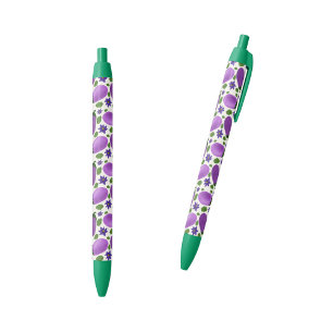 Stylo Noir Collection Œillet & Fleur d'Aubergine – Lueur d'Iv