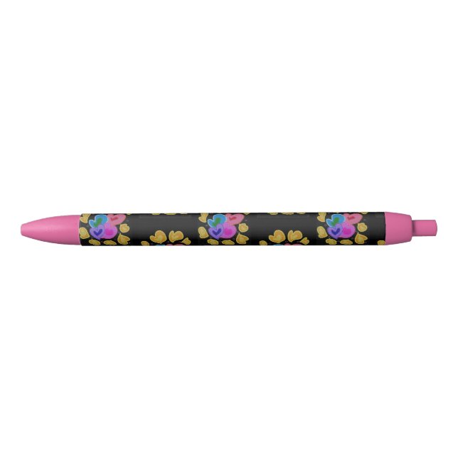 Stylo Noir Colourful Hearts Design (Devant)