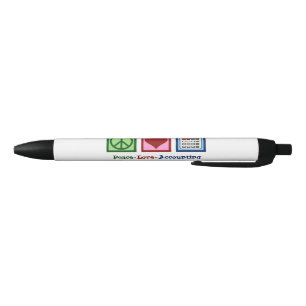Stylo Noir Comptabilité d'amour de paix personnalisée