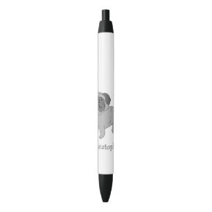 Stylo Noir Conception de chien de Carlin gris personnalisée