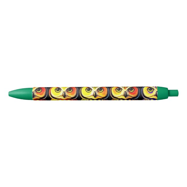 Stylo Noir Conception de motif de hibou vif (Devant)