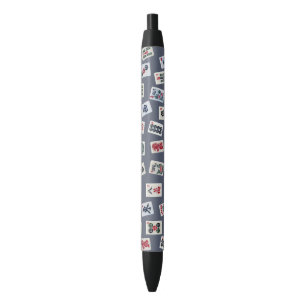Stylo Noir conception de tuiles MahJongg sur fond bleu foncé