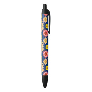Stylo Noir Conception multicolore de tournesols