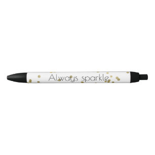 Stylo Noir Confettis d'or d'étincelle