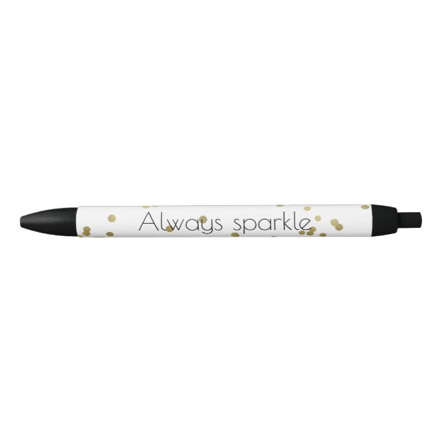 Stylo Noir Confettis d'or d'étincelle (Devant)