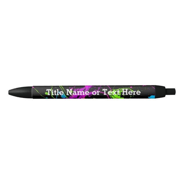 Stylo Noir Cool Abstrait Retro Peinture Arc-en-ciel Splatter  (Devant)