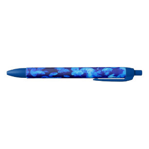 Stylo Noir Cool Electric Blue Jellyfish en Deep Blue Sea