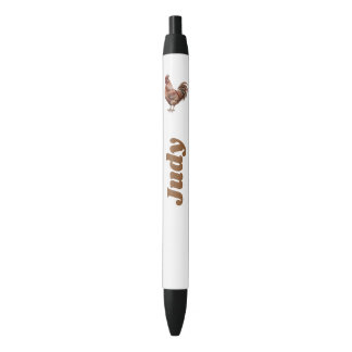 Stylo Noir Coq de campagne nom personnalisé