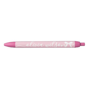 Stylo Noir Coquette rose mignon Monogramme de fond