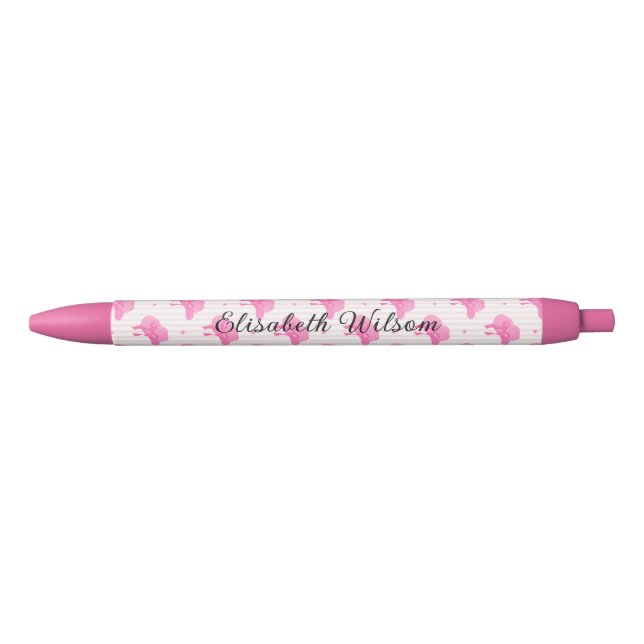 Stylo Noir Coquette Rose Retro Casquette Avec Monogramme Bow (Devant)