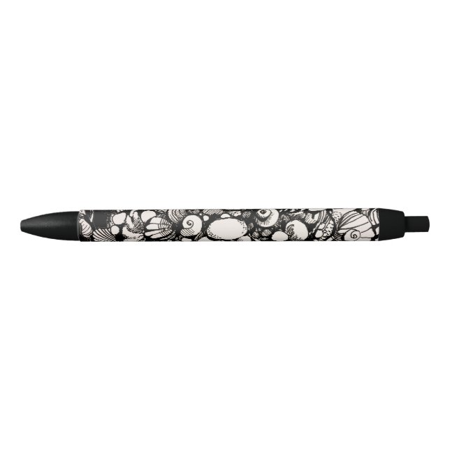 Stylo Noir coquillages et cailloux (Devant)
