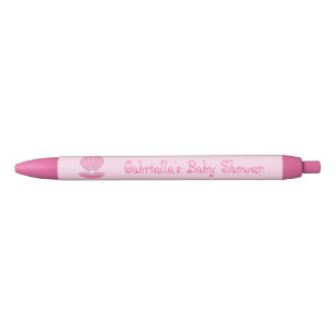 Stylo Noir Coquille d'huîtres pour fille rose et Baby shower 