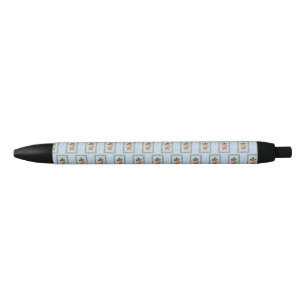 Stylo Noir Corne française élégante Noël bleu clair