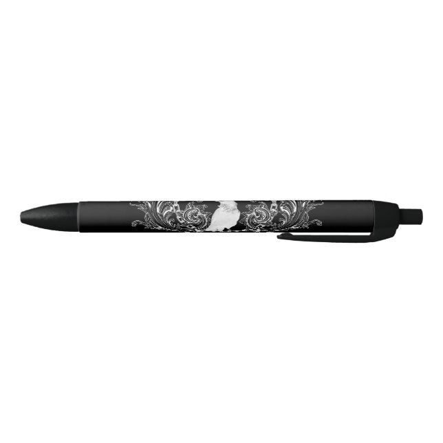 Stylo Noir Corneille et fleurs impressionnantes (Bas)