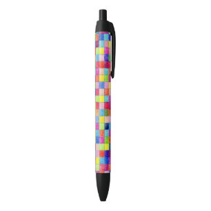 Stylo Noir Couleur Colorée En Papier Graphique Carré Motif