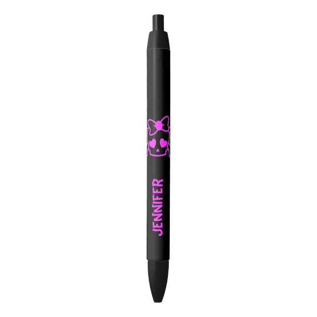 Stylo Noir Crâne girly rose d'emo avec l'arc (devant Vertical)