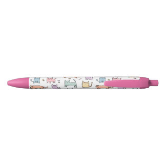 Stylo Noir Crazy cat lady mignonne pastel multicolore caricat