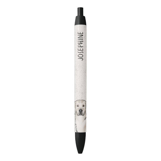 Stylo Noir Crème Golden Retriever Chien Head Nom personnalisé (devant Vertical)