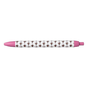 Stylo Noir Croix d'argent avec une rose rouge