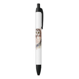 Stylo Noir Cute Aquarelle Chouette Oiseau Art de la nature