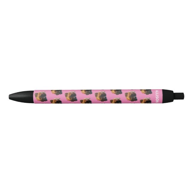 Stylo Noir Cute Boxer Chien Animal de compagnie photo rose Pe (Devant)