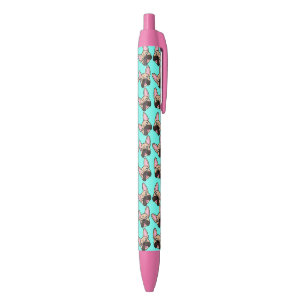 Stylo Noir Cute kawaii French bulldog (frenchie) bleu turquoi