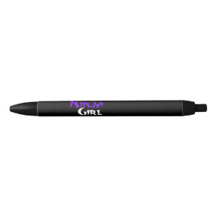 Stylo Noir Cute Ninja Guerrière Girl - violet, noir et blanc