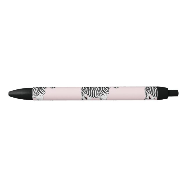 Stylo Noir Cute Noir Blanc Zèbre Animal Rose Design (Devant)