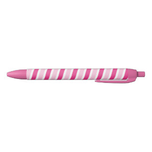 Stylo Noir Cute Preppy roses et blancs rayures