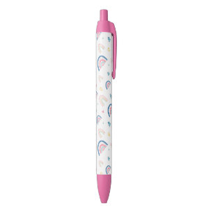 Stylo Noir Cute Rainbows & Hearts Motif