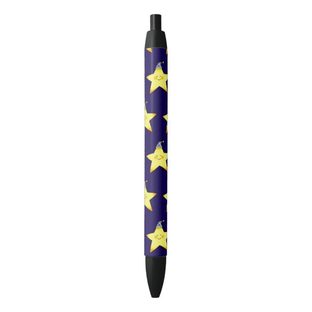 Stylo Noir Cute Sleepy Star Cartoon Illustration (devant Vertical)