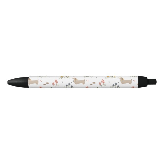 Stylo Noir Dachshund Lover Weiner Chien Saucisse Chien Fleur  (Devant)