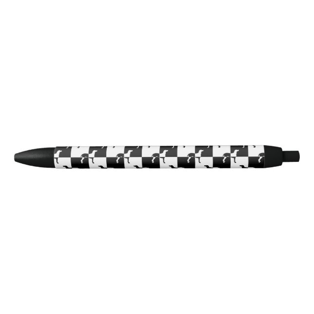 Stylo Noir Damier noir et blanc Weimaraner (Devant)