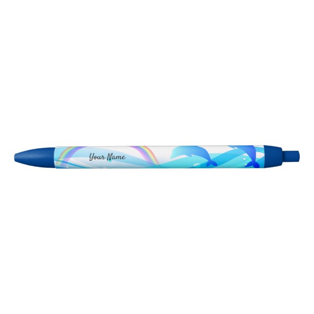 Stylo Noir Dauphins bleus magiques des textes d'été fait sur (Devant)