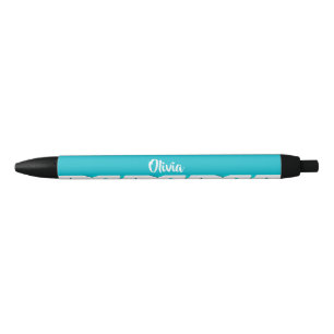 Stylo Noir Dauphins bleus sur blanc