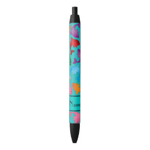 Stylo Noir Dauphins nommés personnalisés d'arc-en-ciel de