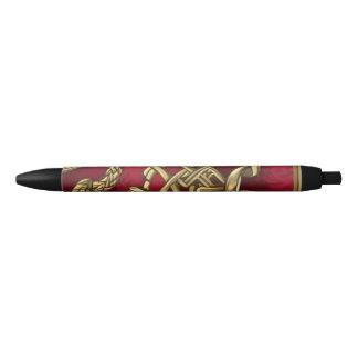 Stylo Noir décor médiéval rouge et or