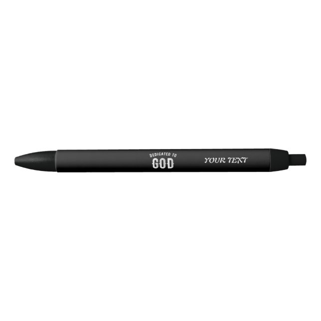STYLO NOIR DÉDIÉ À DIEU PERSONNALISABLE COOL TEXTE BLANC (Devant)