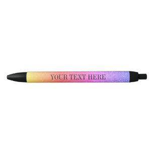 Stylo Noir Dégradé arc-en-ciel à galets personnalisés